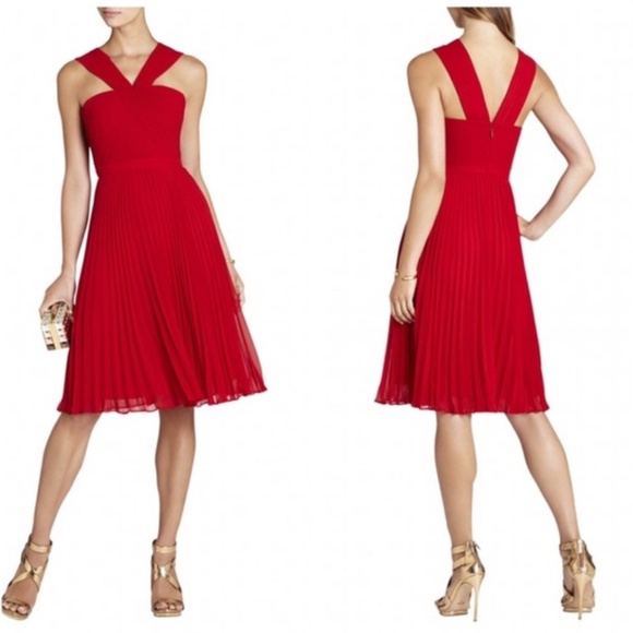 BCBGMaxAzria Red Pleated Dress - Picture 1 of 7